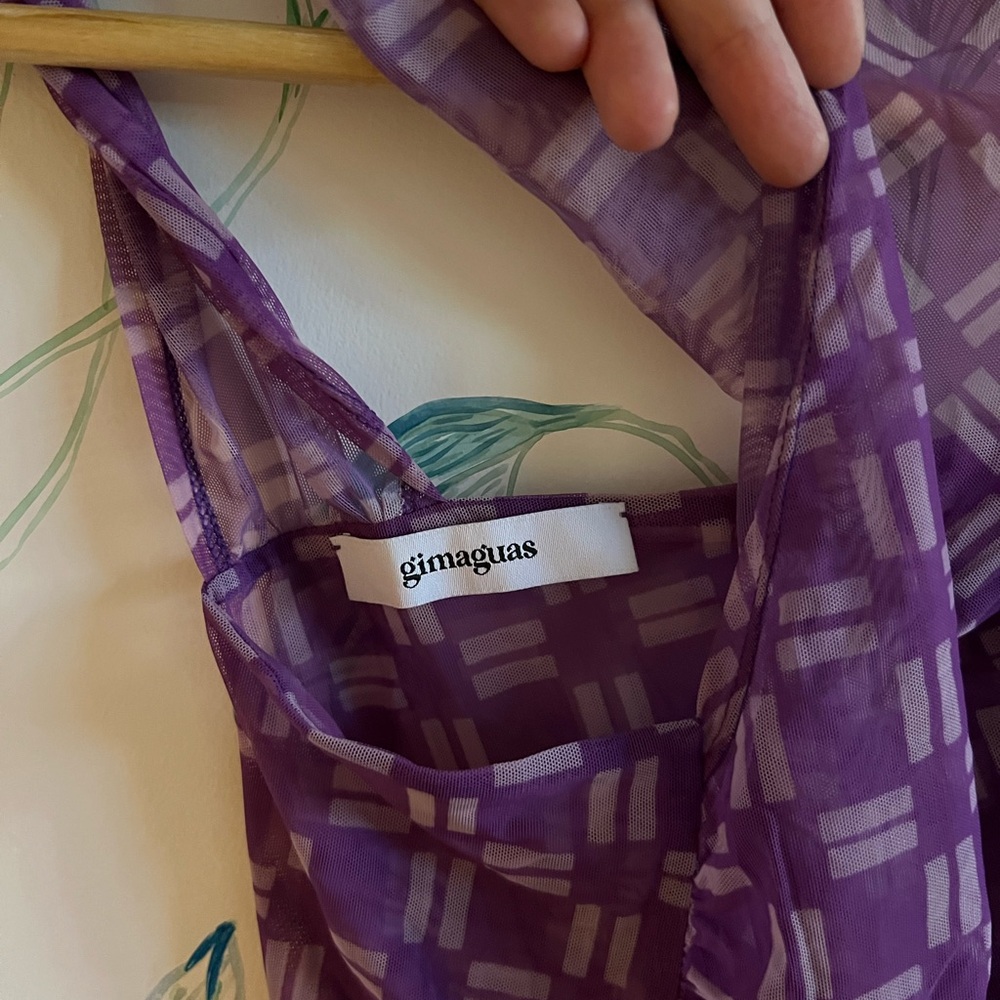 gimaguas Purple Sheer one shoulder Top
